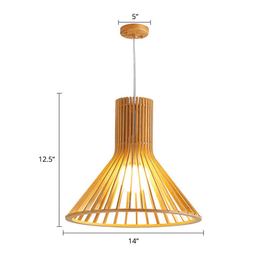 Minimalist Southeast Asian Ceiling Pendant Light - Elegant Wood Finish For Restaurants