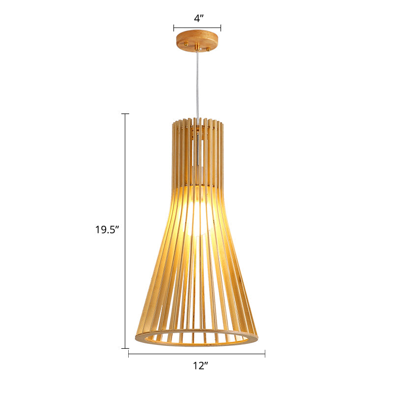 Minimalist Southeast Asian Ceiling Pendant Light - Elegant Wood Finish For Restaurants