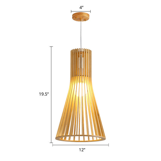 Minimalist Southeast Asian Ceiling Pendant Light - Elegant Wood Finish For Restaurants