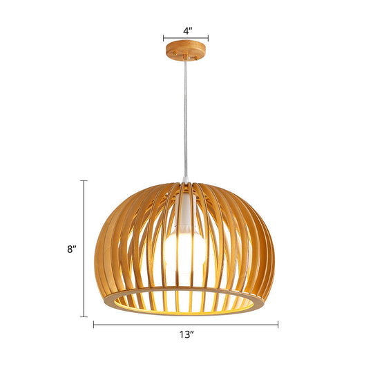 Minimalist Southeast Asian Ceiling Pendant Light - Elegant Wood Finish For Restaurants