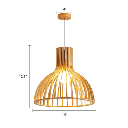 Minimalist Southeast Asian Ceiling Pendant Light - Elegant Wood Finish For Restaurants