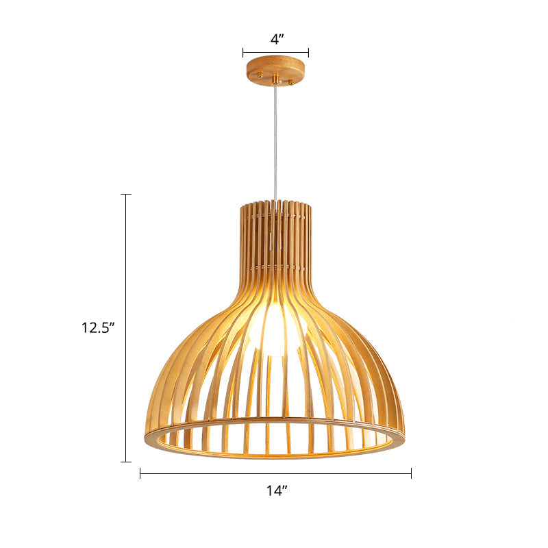 Minimalist Southeast Asian Ceiling Pendant Light - Elegant Wood Finish For Restaurants / C