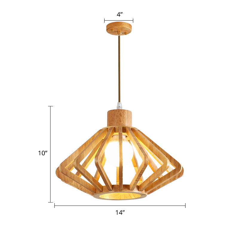 Minimalist Southeast Asian Ceiling Pendant Light - Elegant Wood Finish For Restaurants