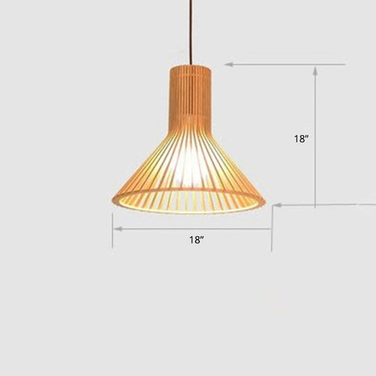 Handwoven Bamboo Pendant Light Contemporary Single-Bulb Wood Suspension Light Fixture