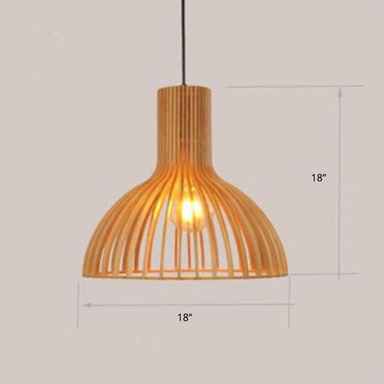 Handwoven Bamboo Pendant Light Contemporary Single-Bulb Wood Suspension Light Fixture