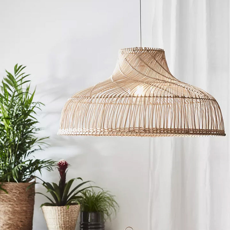 Simplicity 1-Light Rattan Suspension Pendant Light - Perfect for Tea Room