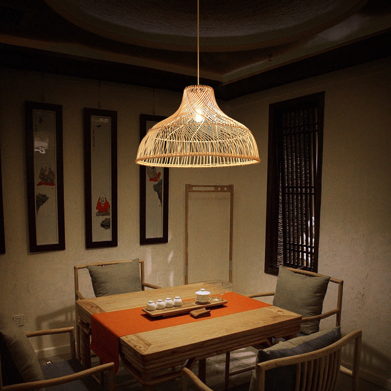 Simplicity 1-Light Rattan Suspension Pendant Light - Perfect for Tea Room