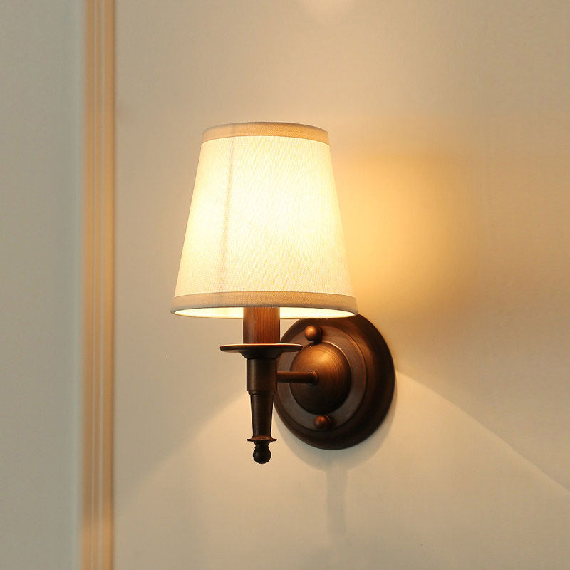 Classic Wall Bucket Light: Fabric Fixture Dark Coffee - Living Room