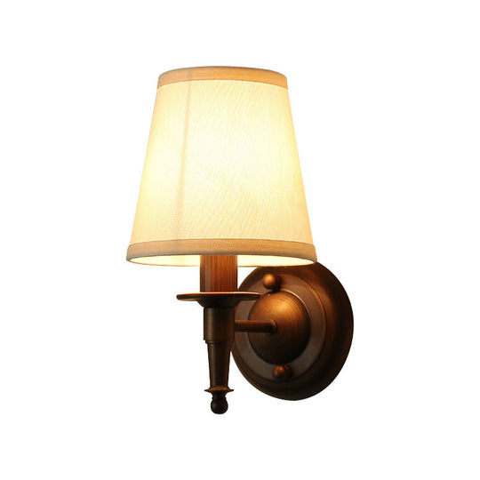 Classic Wall Bucket Light: Fabric Fixture Dark Coffee - Living Room