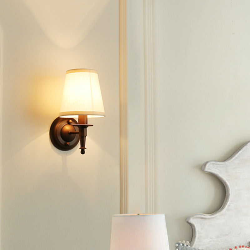 Classic Wall Bucket Light: Fabric Fixture Dark Coffee - Living Room