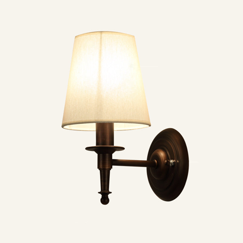 Minimalist Single Wall Mount Light With Tapered Drum Fabric Shade - Ideal For Corridors