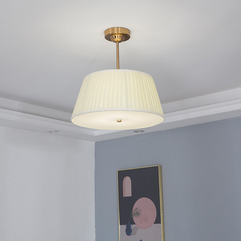 Traditional Tapered Pleated White Flush Ceiling Light Fixture For Bedroom