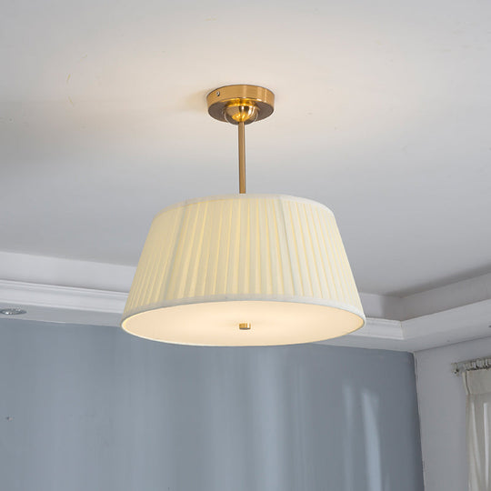 Traditional Tapered Pleated White Flush Ceiling Light Fixture For Bedroom