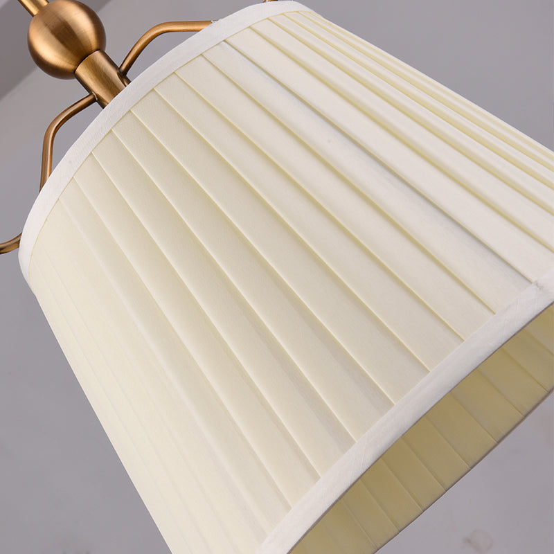 Traditional Tapered Pleated White Flush Ceiling Light Fixture For Bedroom