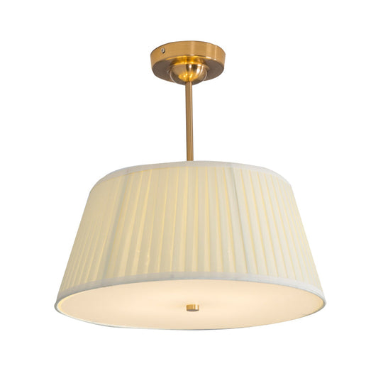 Traditional Tapered Pleated White Flush Ceiling Light Fixture For Bedroom