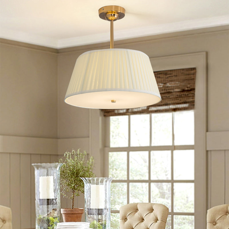 Traditional Tapered Pleated White Flush Ceiling Light Fixture For Bedroom