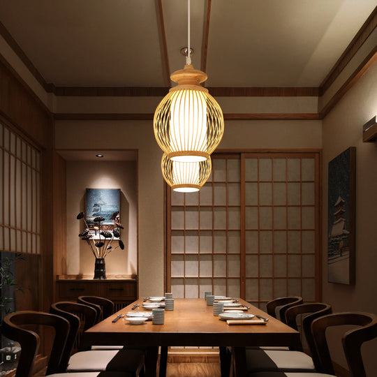 Modern Handwoven Bamboo Ceiling Pendant Light - Single Restaurant Lighting