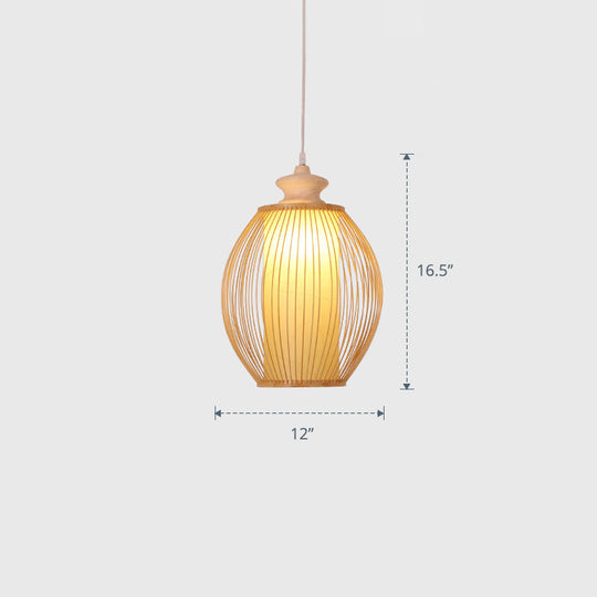 Modern Handwoven Bamboo Ceiling Pendant Light - Single Restaurant Lighting