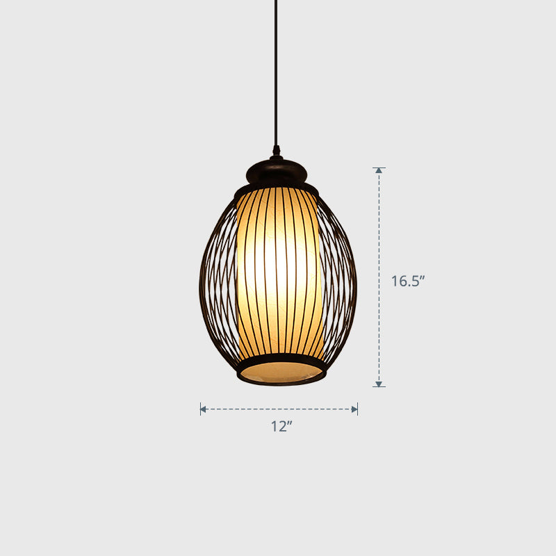 Modern Handwoven Bamboo Ceiling Pendant Light - Single Restaurant Lighting