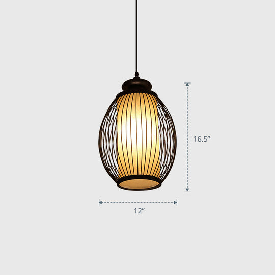 Modern Handwoven Bamboo Ceiling Pendant Light - Single Restaurant Lighting