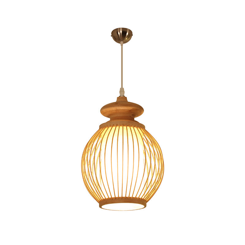 Modern Handwoven Bamboo Ceiling Pendant Light - Single Restaurant Lighting