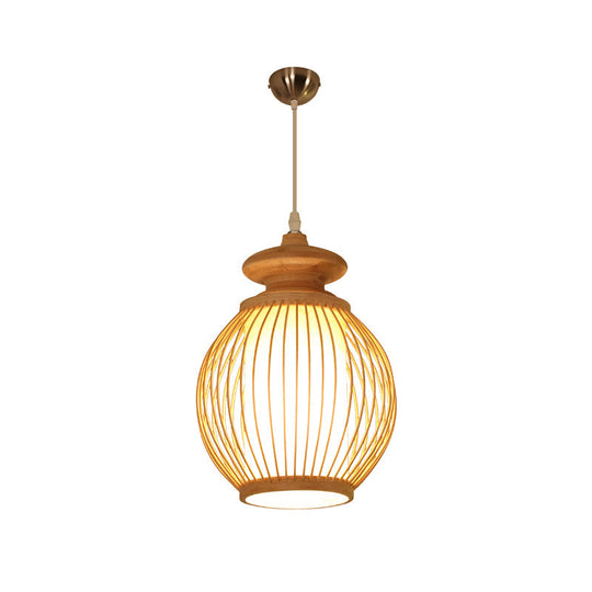 Modern Handwoven Bamboo Ceiling Pendant Light - Single Restaurant Lighting