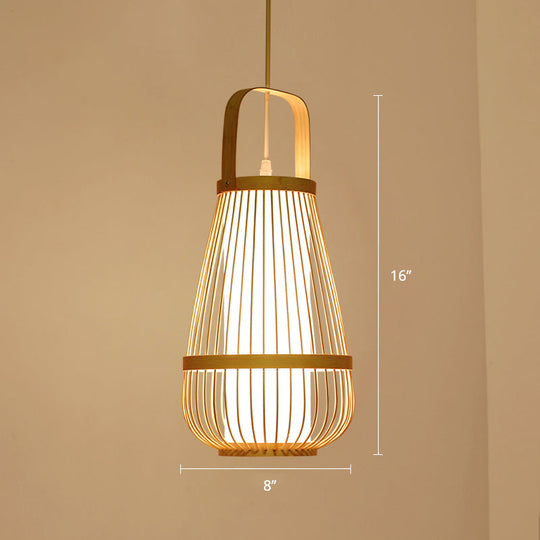 Bamboo Pendant Light - Contemporary Single-Bulb Wood Fixture