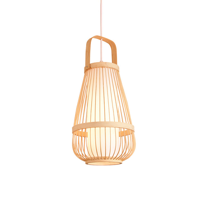 Bamboo Pendant Light - Contemporary Single-Bulb Wood Fixture