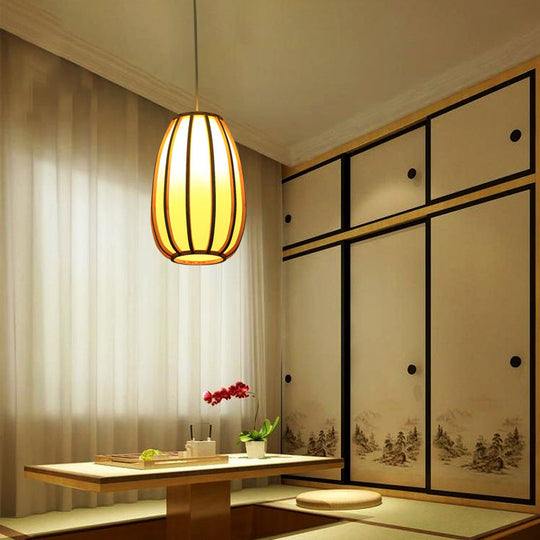 South-East Asia Bamboo Barrel Ceiling Pendant Light For Restaurants