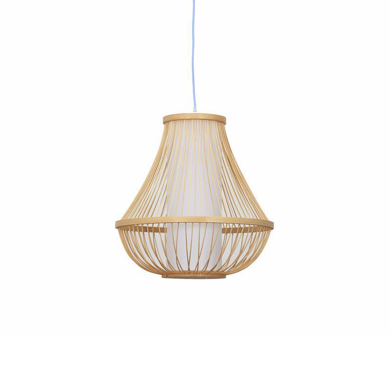 Bamboo Pendant Light: Stylish Pear-Shaped Suspension For Contemporary Restaurants