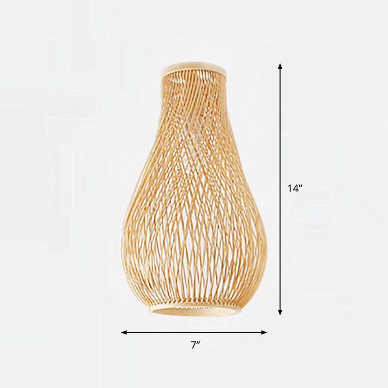 Bamboo 1-Light Pendant Light - Pear Shaded Tea Room Suspension Fixture | Simplicity Collection