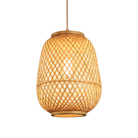 Bamboo Suspension Wood Pendant Ceiling Light - Minimalist Lantern Design