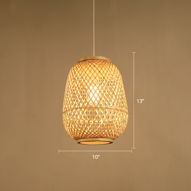 Bamboo Suspension Wood Pendant Ceiling Light - Minimalist Lantern Design