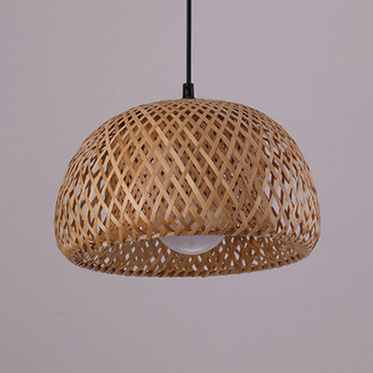 Modern Handcrafted Bamboo Pendant Light - Single Wood Hanging Ceiling Lamp For Restaurants