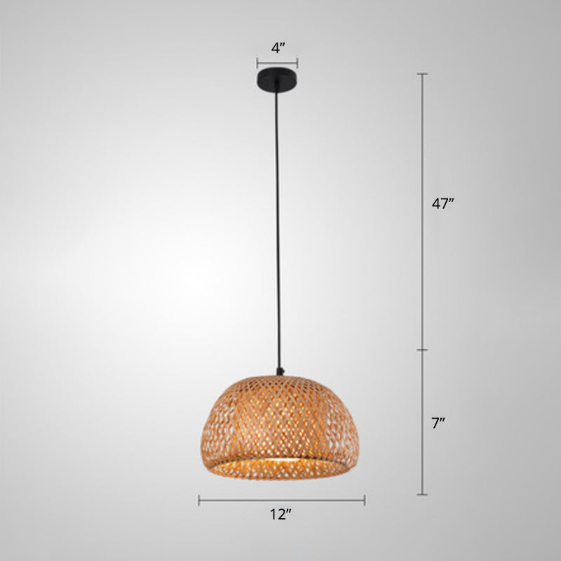 Modern Handcrafted Bamboo Pendant Light - Single Wood Hanging Ceiling Lamp For Restaurants / J