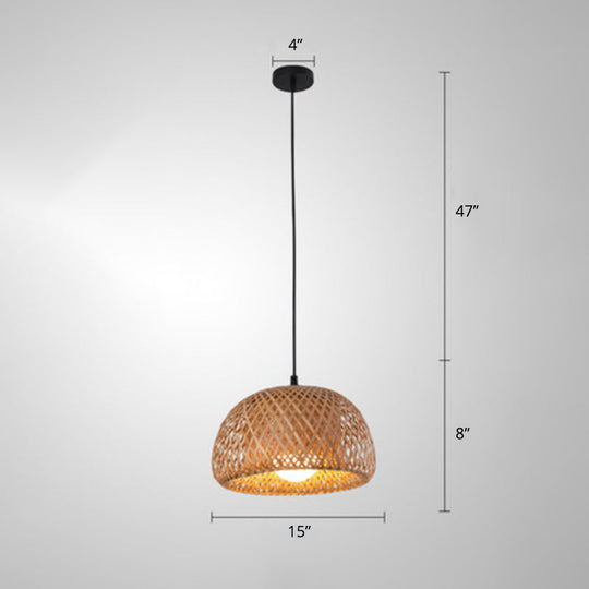 Modern Handcrafted Bamboo Pendant Light - Single Wood Hanging Ceiling Lamp For Restaurants