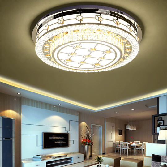 Modernist LED Chrome Crystal Flush Mount Ceiling Light for Living Room - 23.5"/31.5" Diameter