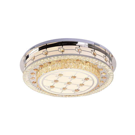 Modernist LED Chrome Crystal Flush Mount Ceiling Light for Living Room - 23.5"/31.5" Diameter