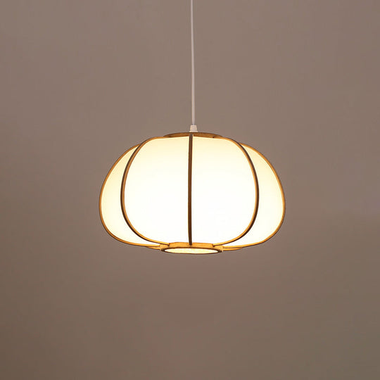 Handwoven Bamboo Pendant Light: Modern Single-Bulb Wood Fixture / C