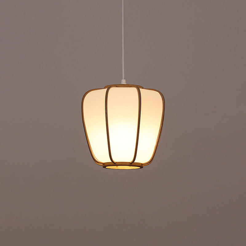 Handwoven Bamboo Pendant Light: Modern Single-Bulb Wood Fixture / A