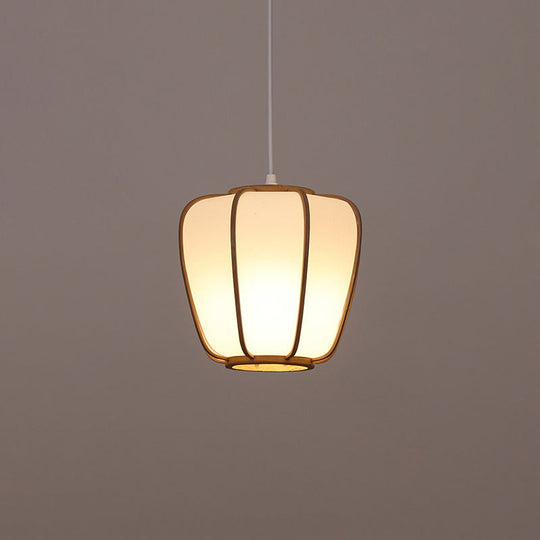 Handwoven Bamboo Pendant Light: Modern Single-Bulb Wood Fixture / A