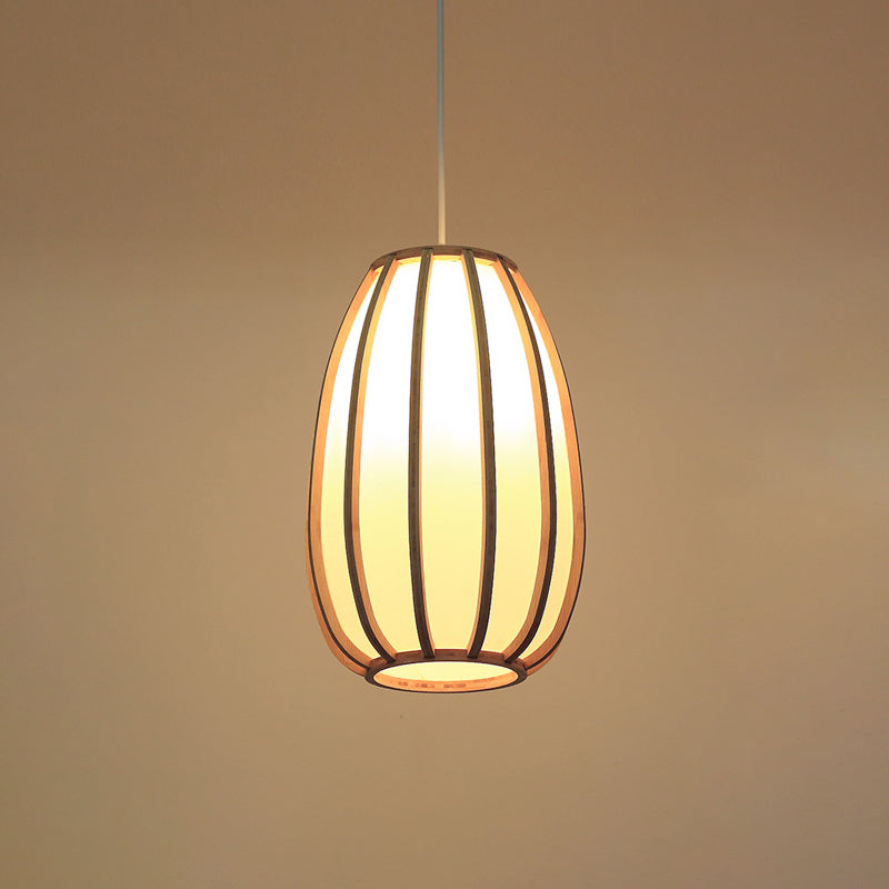 Handwoven Bamboo Pendant Light: Modern Single-Bulb Wood Fixture