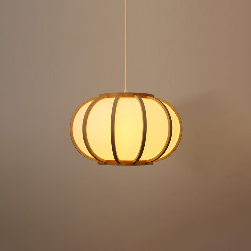 Handwoven Bamboo Pendant Light: Modern Single-Bulb Wood Fixture