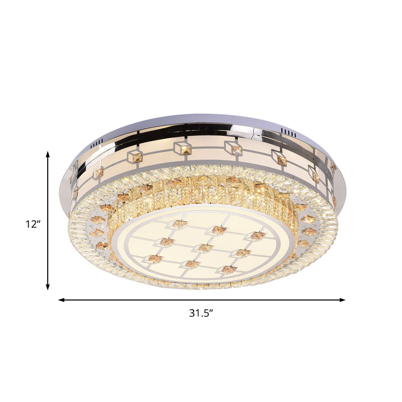 Modernist LED Chrome Crystal Flush Mount Ceiling Light for Living Room - 23.5"/31.5" Diameter