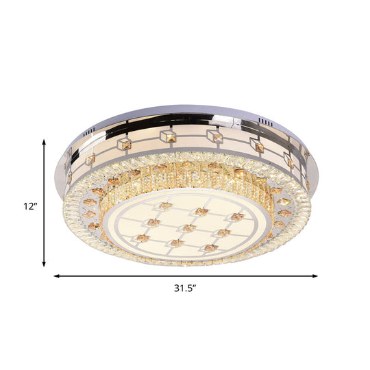 Modernist LED Chrome Crystal Flush Mount Ceiling Light for Living Room - 23.5"/31.5" Diameter