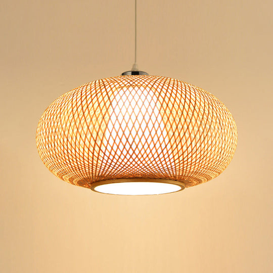 Bamboo Suspension Lighting: Minimalist Drum Pendant Ceiling Light