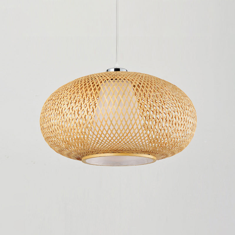 Bamboo Suspension Lighting: Minimalist Drum Pendant Ceiling Light