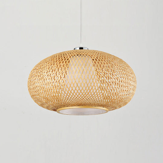 Bamboo Suspension Lighting: Minimalist Drum Pendant Ceiling Light