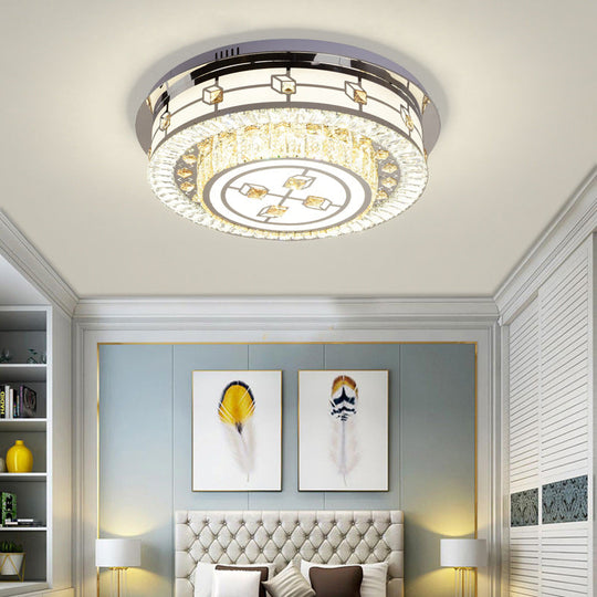 Modernist LED Chrome Crystal Flush Mount Ceiling Light for Living Room - 23.5"/31.5" Diameter