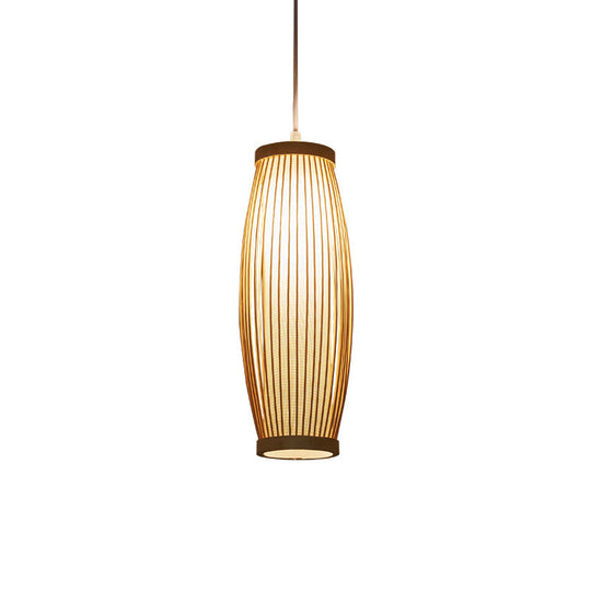 Bamboo Ceiling Pendant Light - Modern Wood Hanging Fixture For Restaurants